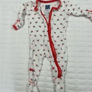 Kickee Pants Red and White Floral Baby Footie